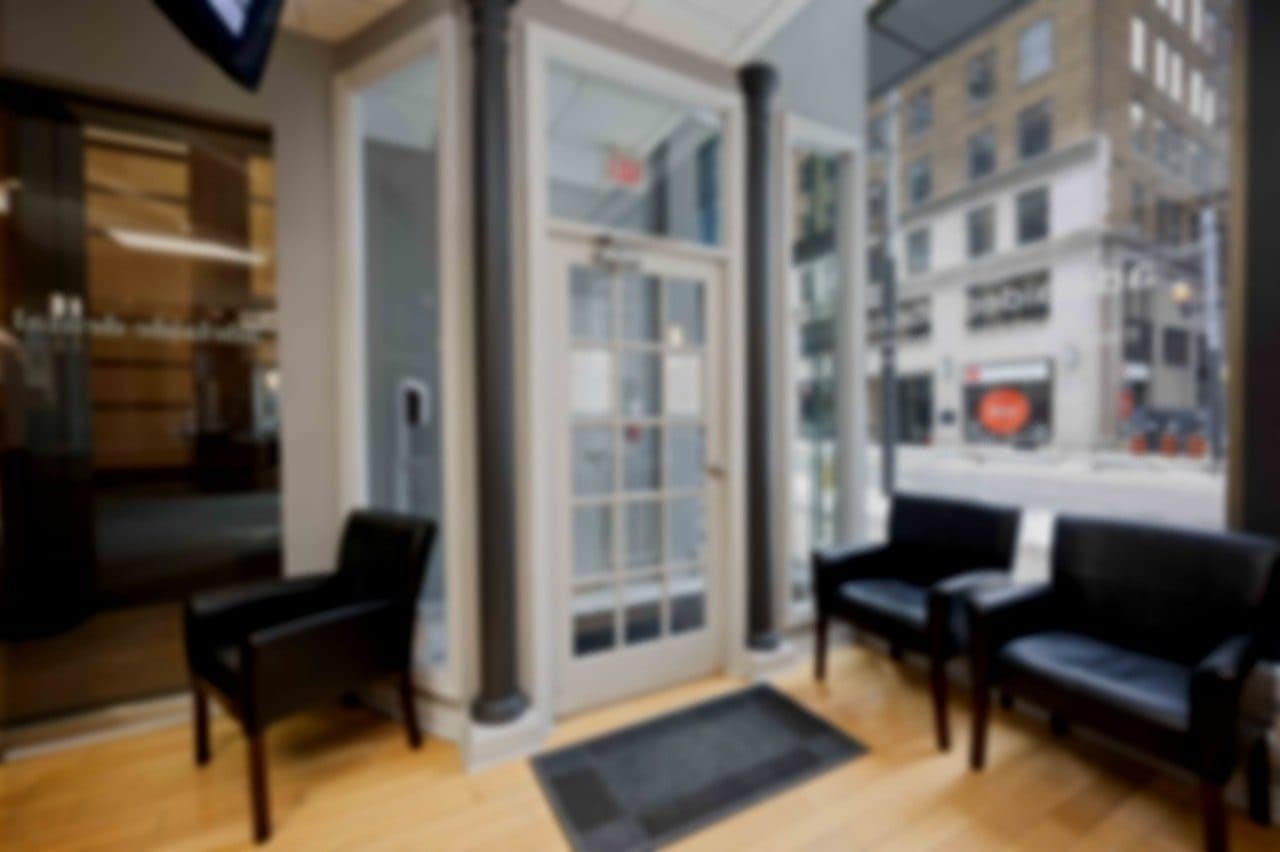 Waiting area inside the Adelaide Dental dental clinic, downtown Toronto